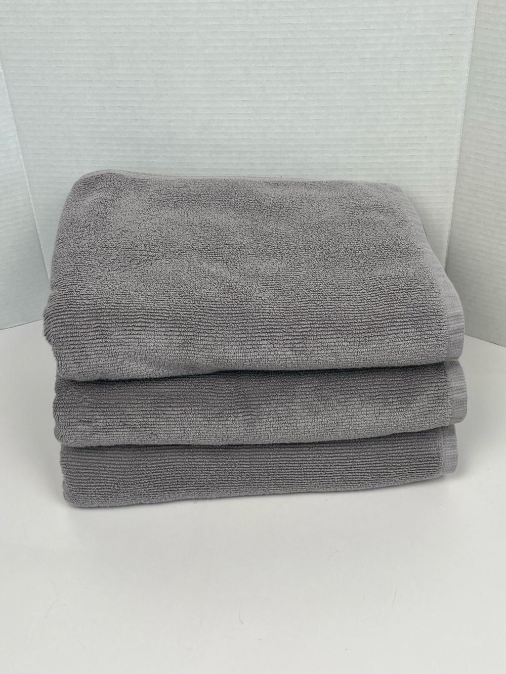 Set of 3 Quince gray 100% Turkish Cotton bath towels.
